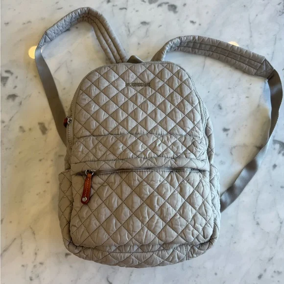 Preowned MZ Wallace Light Gray Quilted Mini Backpack - Picture 1 of 7